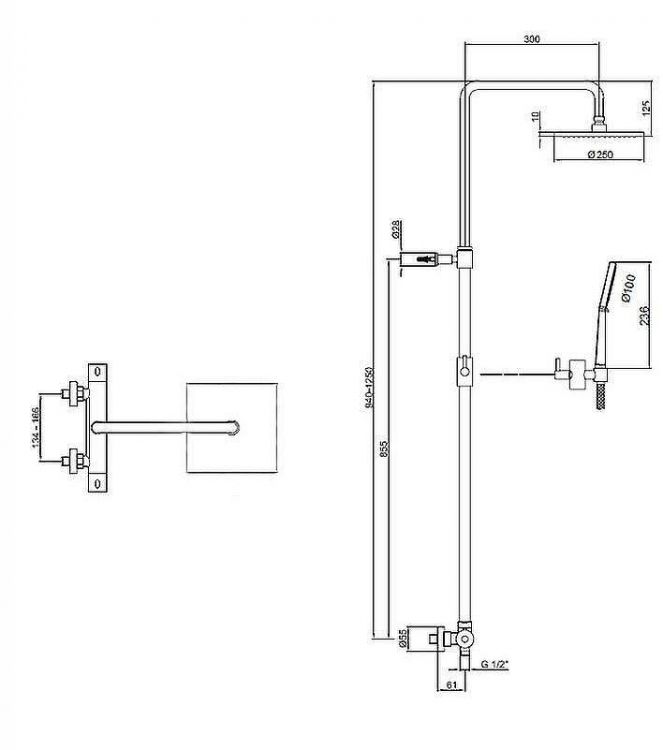 Душевая система Webert Elio EL980515560METAL Черный матовый с верхним душем металл Душевая система Webert Elio EL980515560METAL Черный матовый с верхним душем металл