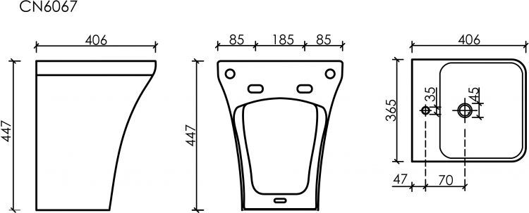 Раковина моноблок подвесная CERAMICANOVA DION CN6067MB Раковина моноблок подвесная CERAMICANOVA DION CN6067MB