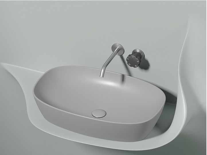 Умывальник CERAMICANOVA Element чаша накладная овальная (цвет Серый Матовый) CN6049MSG