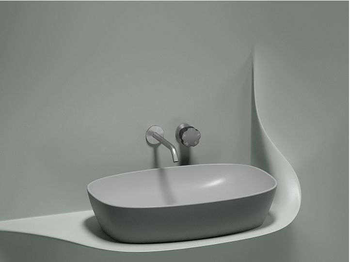 Умывальник CERAMICANOVA Element чаша накладная овальная (цвет Серый Матовый) CN6049MSG