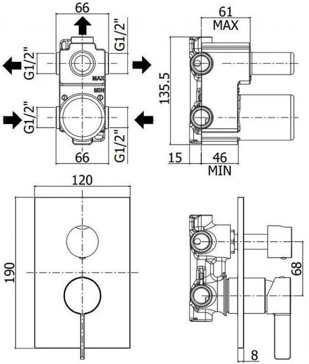 Смеситель для душа Paffoni Rock RO019CR/M цвет Хром Смеситель для душа Paffoni Rock RO019CR/M цвет Хром