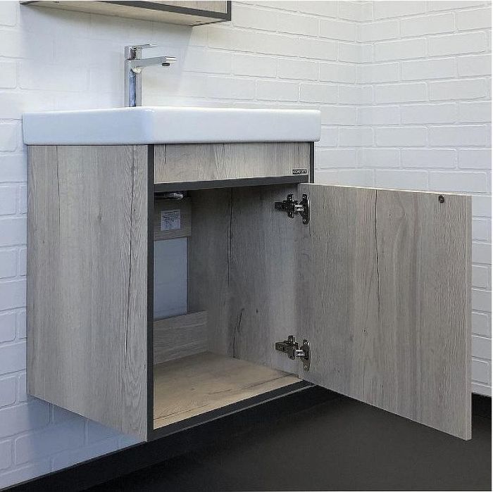 Тумба с раковиной Comforty Вена 55 00-00008928 подвесная Дуб дымчатый