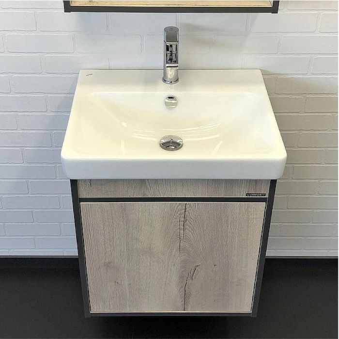 Тумба с раковиной Comforty Вена 55 00-00008928 подвесная Дуб дымчатый