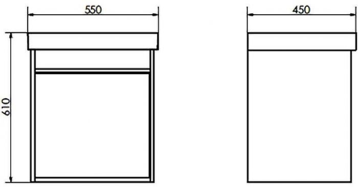 Тумба с раковиной Comforty Вена 55 00-00008928 подвесная Дуб дымчатый