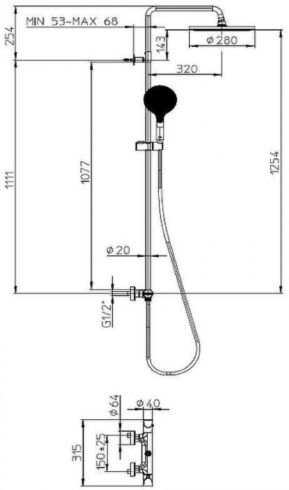 Душевая система Bossini Apice L10505.030 с термостатом Хром