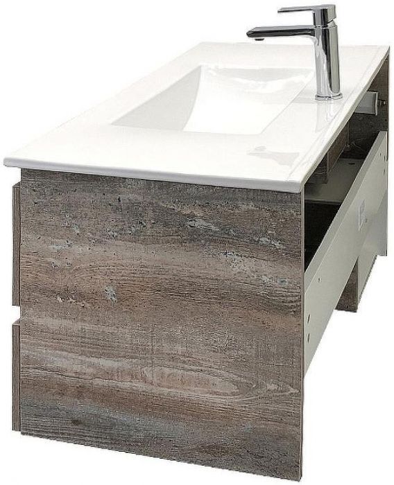 Тумба с раковиной Comforty Турин 90М 00-00013940 подвесная Дуб бежевый Белая глянцевая
