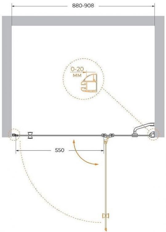 Душевая дверь Cezares Verona 90 VERONA-W-B-12-90-C-Cr профиль Хром стекло прозрачное