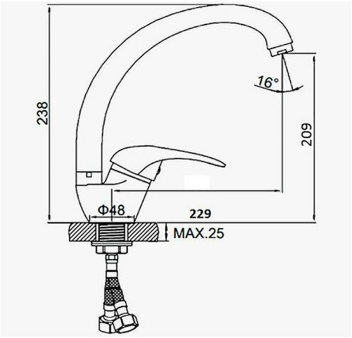 Смеситель для кухни D-Lin D150409-C Белый матовый