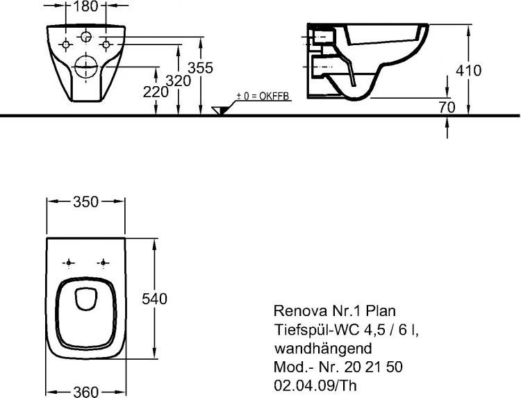 Унитаз подвесной Keramag Renova Nr.1 Plan, 202150000 Унитаз подвесной Keramag Renova Nr.1 Plan, 202150000