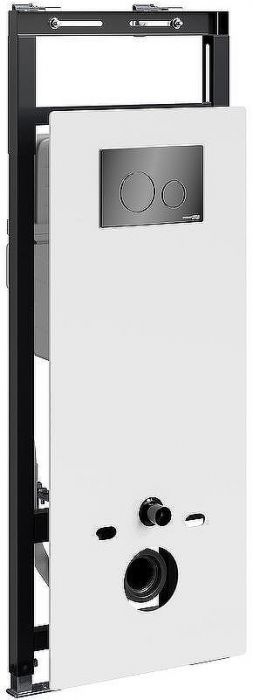 Инсталляция WasserKRAFT Salm 27TLT.010.ME.WH.PB02 для унитаза Белое стекло с клавишей смыва Черный глянец