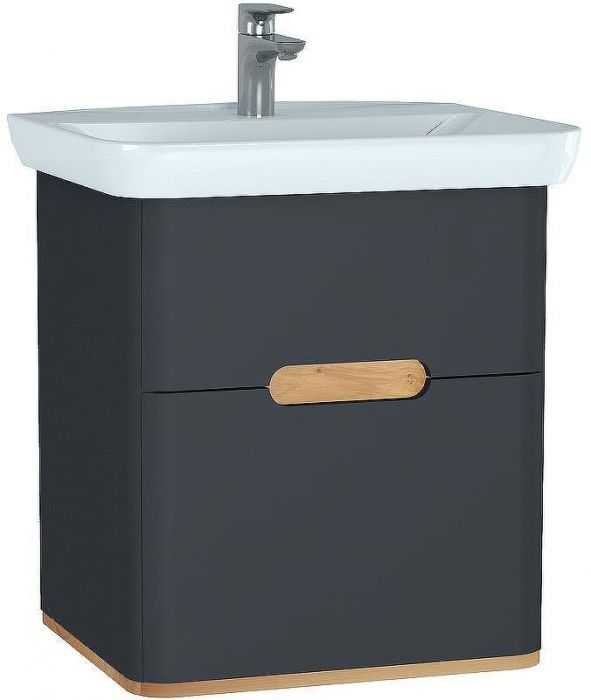 Тумба с раковиной Vitra Sento 65 60834 подвесная Антрацит матовый