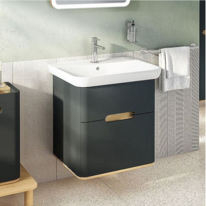 Тумба с раковиной Vitra Sento 65 60834 подвесная Антрацит матовый