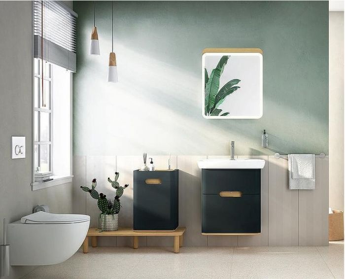 Тумба с раковиной Vitra Sento 65 60834 подвесная Антрацит матовый