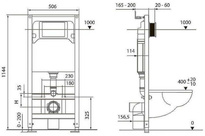 Инсталляция Tece Spring S955104 для унитаза с Черной матовой клавишей смыва