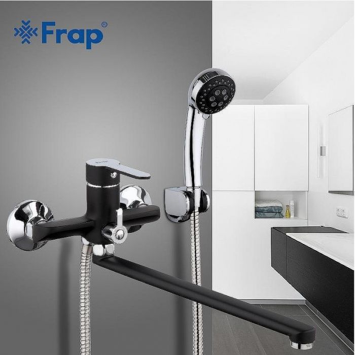 Смеситель для ванны Frap H42 F2242 универсальный Черный матовый Хром