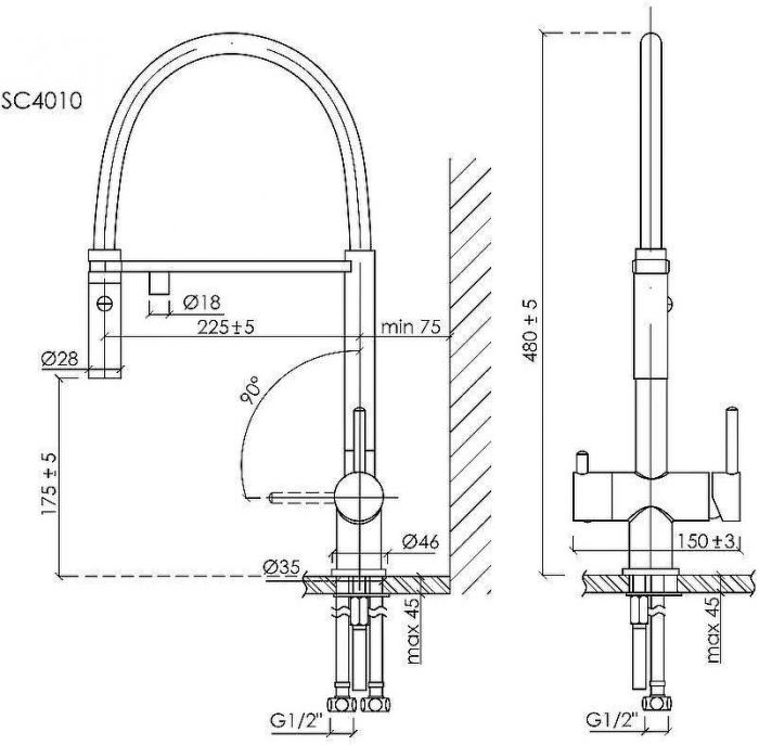 Смеситель для кухни Sancos Imola SC4010GG Вороненная сталь Черный