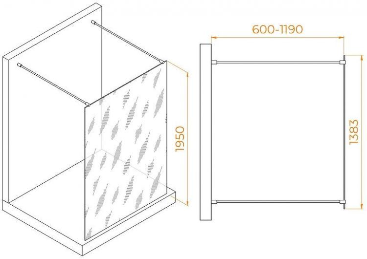 Душевая перегородка RGW Walk In WA-016-B 140 35101614-14 профиль Черный стекло прозрачное