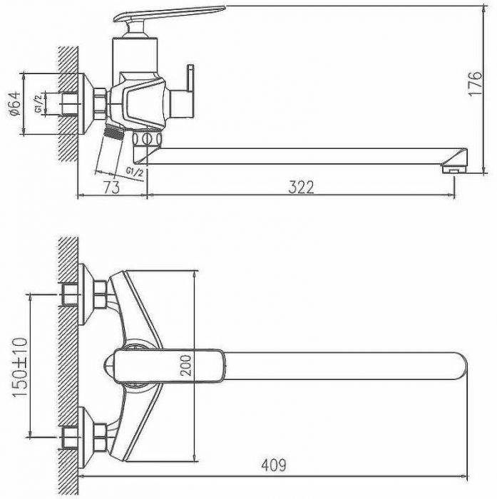 Смеситель для ванны Haiba HB22548-8 универсальный Белый Хром