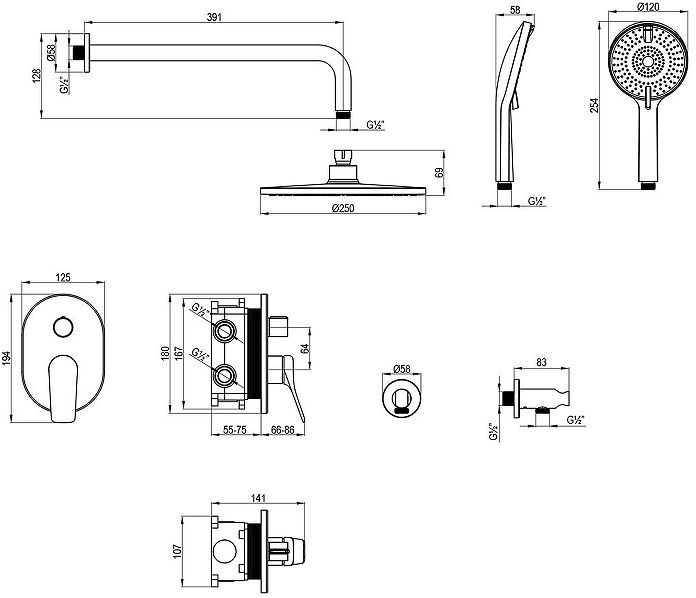 Душевая система Lemark Ortus LM11329C цвет Хром