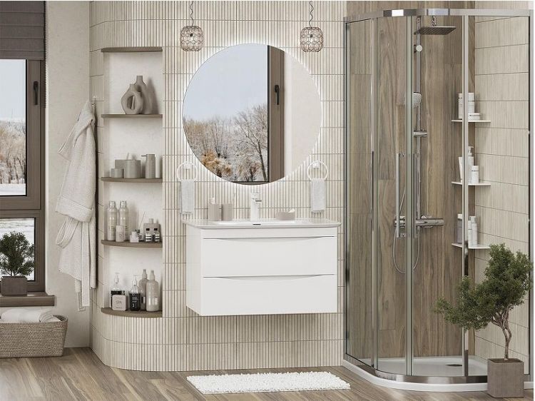 Тумба с раковиной Misty Мираж 80 УТ000025391 подвесная Белая