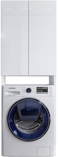 Шкаф пенал Бриклаер Хелена 65 4627125416385 над стиральной машиной Высокий белый глянец