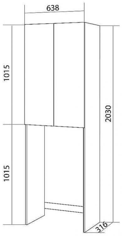 Шкаф пенал Бриклаер Хелена 65 4627125416385 над стиральной машиной Высокий белый глянец