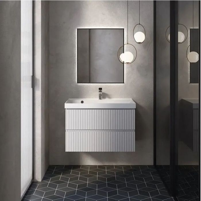Тумба под раковину AQUAme S1 80 AQM900180WH подвесная цвет Белый глянцевый