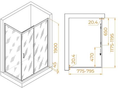 Душевой уголок RGW Passage PA-245B 120x80 410824582-14 профиль Черный стекло прозрачное