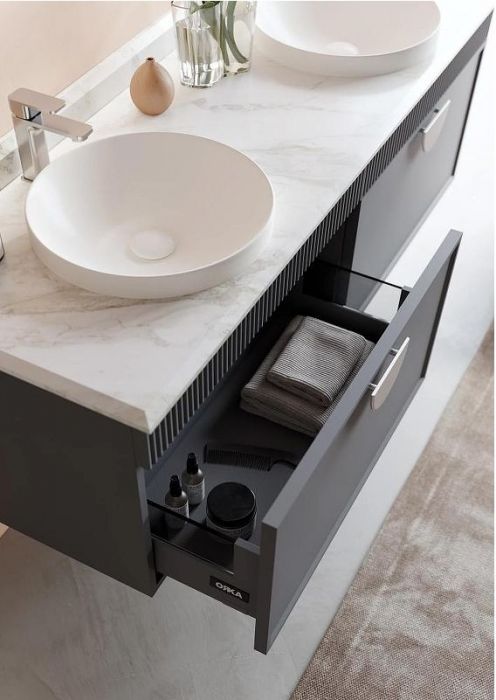 Тумба с раковиной Orka Molino 100 5004667 подвесная цвет Антрацит матовый