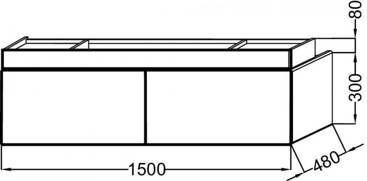 Тумба для комплекта 150 см Jacob Delafon Terrace EB1189-N21, серый титан Тумба для комплекта 150 см Jacob Delafon Terrace EB1189-N21, серый титан