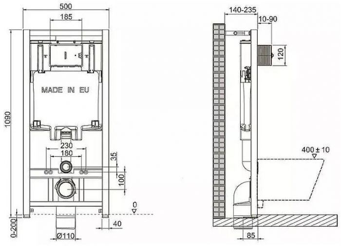 Комплект унитаза с инсталляцией Jacob Delafon Aleo E21730RU-00 с сиденьем Микролифт и клавишей смыва Хром