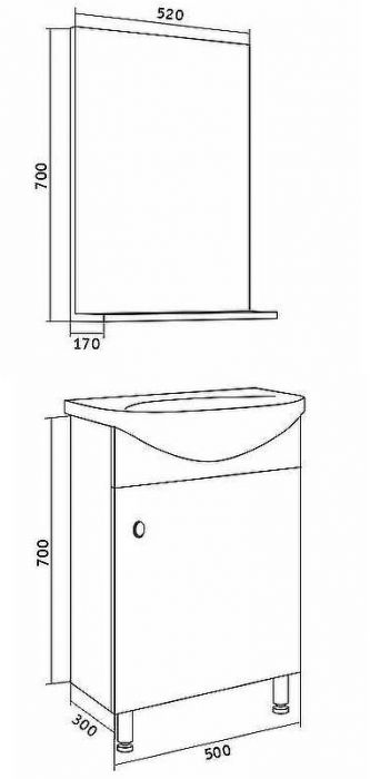 Комплект мебели для ванной Grossman Eco Line 50 105206 Белый Дуб сонома