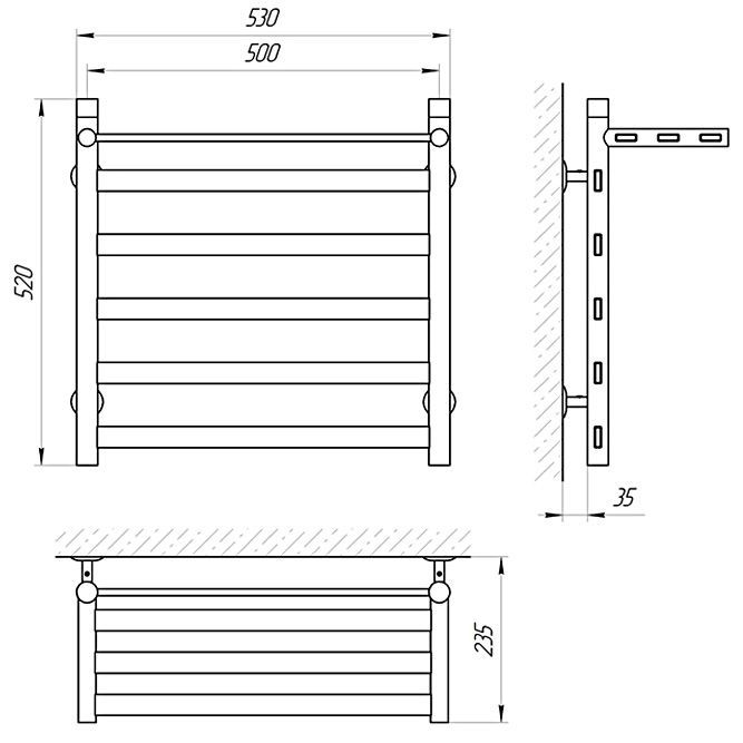 Полотенцесушитель электрический масляный Laris Кватро с полкой