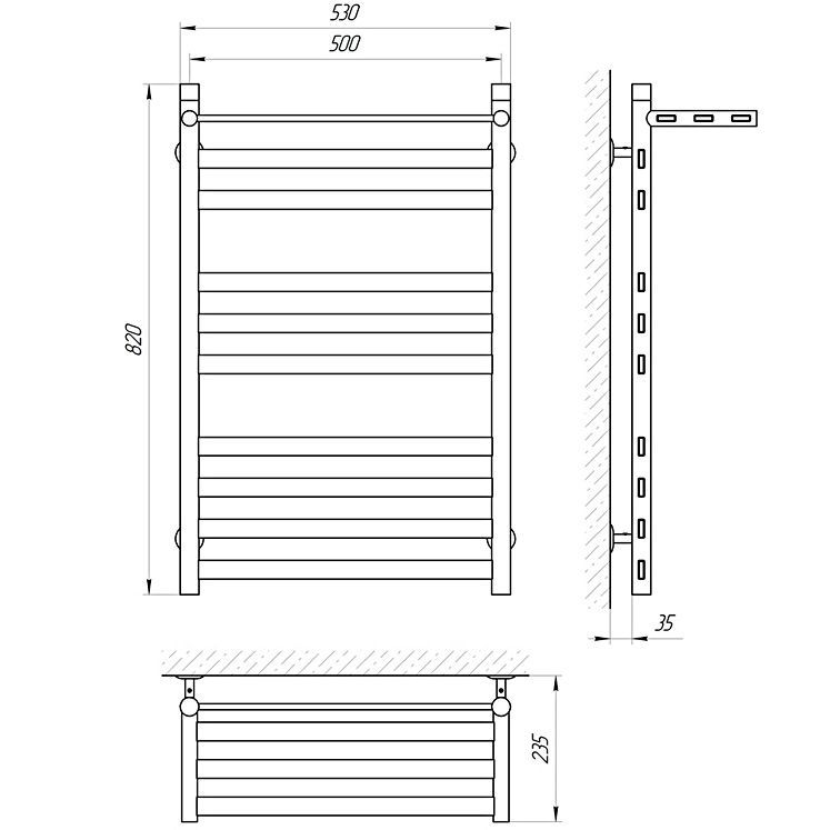 Полотенцесушитель электрический масляный Laris Кватро с полкой