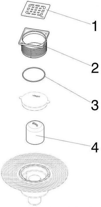 Душевой трап Viega Trap 4926 556914 с решеткой Нержавеющая сталь