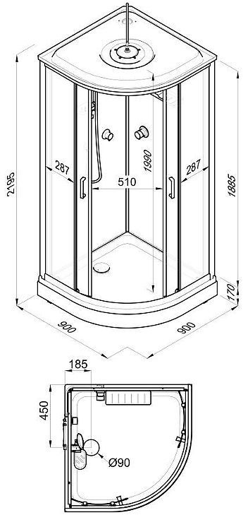 Душевая кабина Triton Прайм-Сатин 90x90 Щ0000071581 без гидромассажа Душевая кабина Triton Прайм-Сатин 90x90 Щ0000071581 без гидромассажа