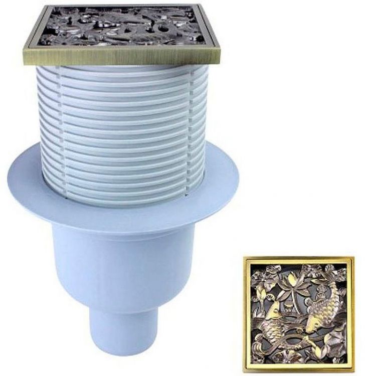 Душевой трап Bronze de Luxe Рыбы 21980-57 с решеткой Бронза Душевой трап Bronze de Luxe Рыбы 21980-57 с решеткой Бронза