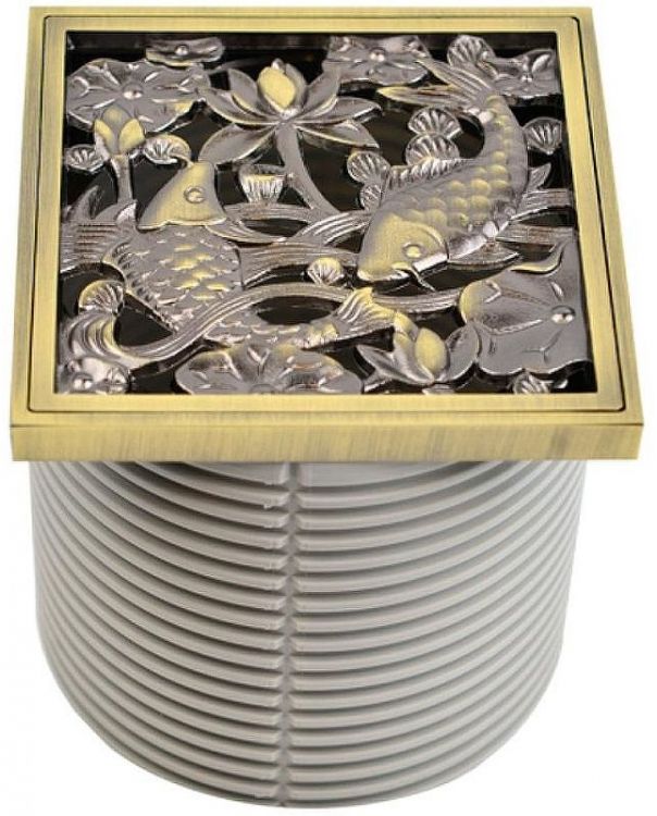 Душевой трап Bronze de Luxe Рыбы 21980-57 с решеткой Бронза Душевой трап Bronze de Luxe Рыбы 21980-57 с решеткой Бронза