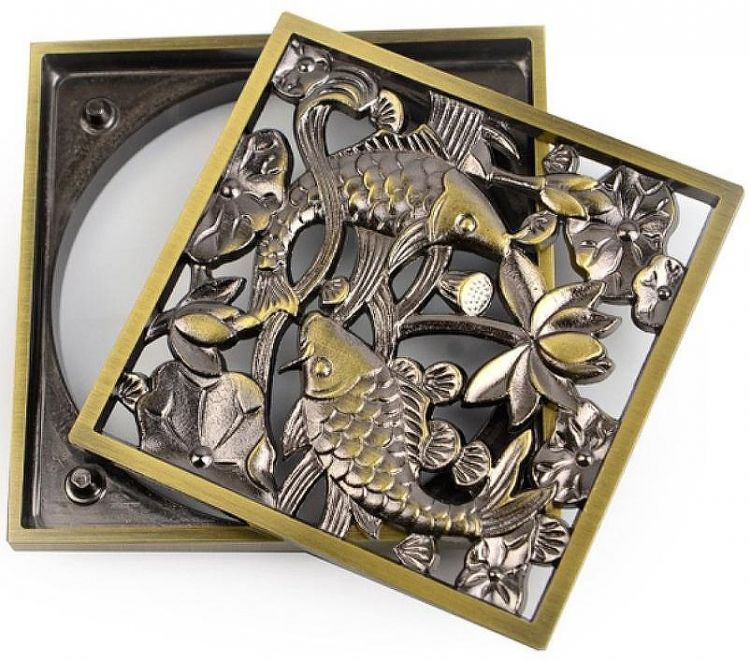 Душевой трап Bronze de Luxe Рыбы 21980-57 с решеткой Бронза Душевой трап Bronze de Luxe Рыбы 21980-57 с решеткой Бронза