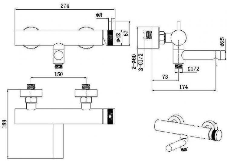 Смеситель для ванны Allen Brau Priority 5.31B10-31 Черный матовый