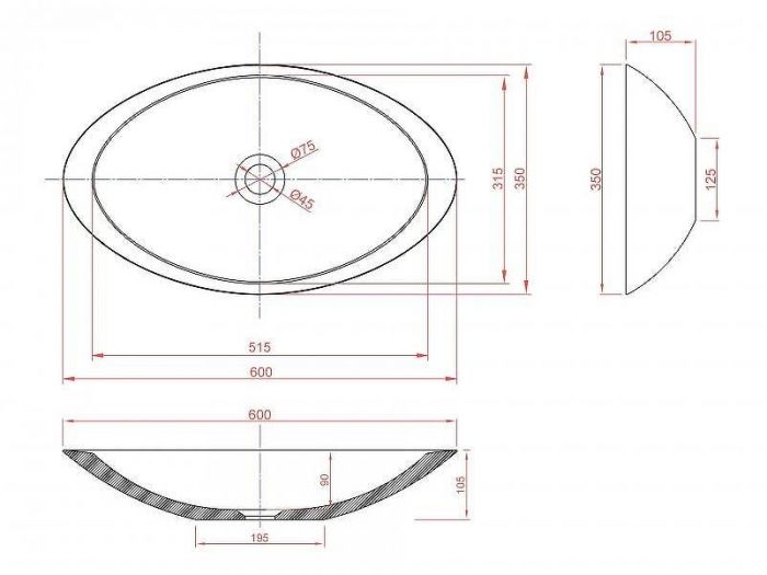 Раковина-чаша Montebianco Gondola Tre 60 13043 Белая