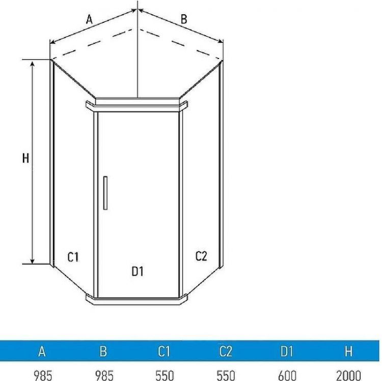 Душевой уголок Erlit Comfort 99х99 ER10110V-C4 профиль Хром матовый стекло тонированное