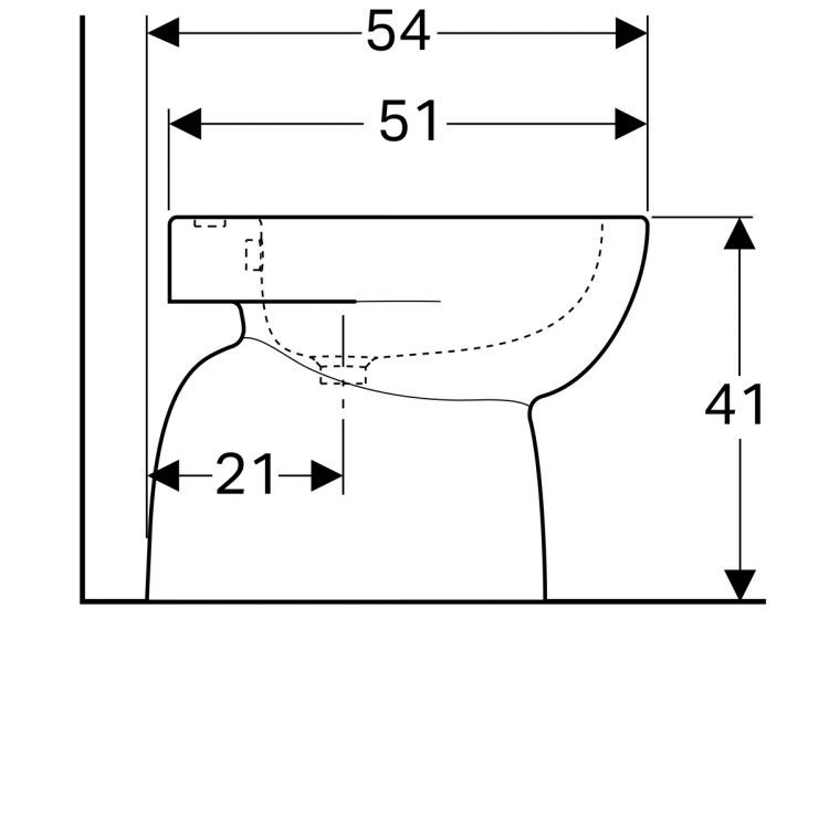 Биде напольное Geberit Renova, скрытое крепление, глубина 51 Биде напольное Geberit Renova, скрытое крепление, глубина 51