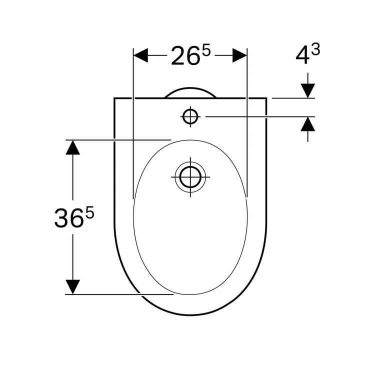 Биде напольное Geberit Renova, скрытое крепление, глубина 51 Биде напольное Geberit Renova, скрытое крепление, глубина 51
