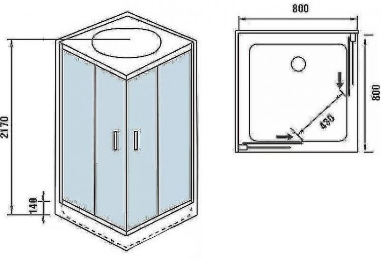 Душевая кабина WeltWasser WW500 Laine 804 80x80 10000003267 профиль Хром стекло прозрачное