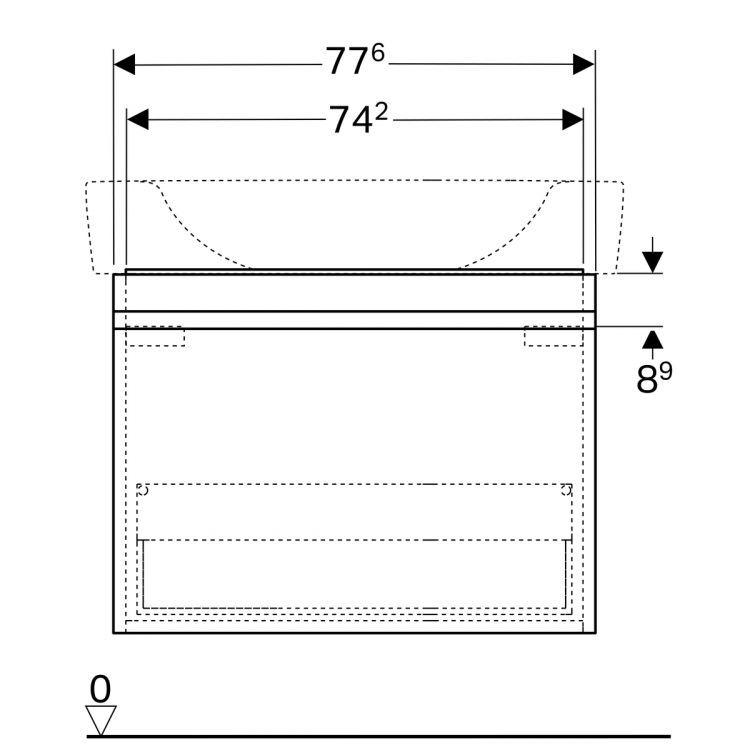 Тумба под раковину Geberit Renova Nr. 1 Plan , 78x44, светлый вяз [869852000]