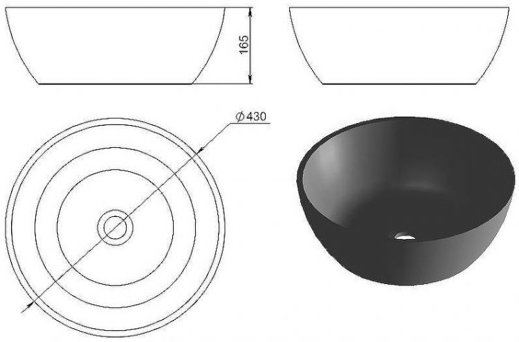 Раковина-чаша Holbi Moon 43 1.02.001.11.1 Белая матовая