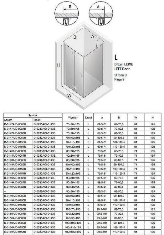 Душевой уголок New Trendy New Soleo Chrome 90х110 L D-0149A/D-0150B профиль Хром стекло прозрачное