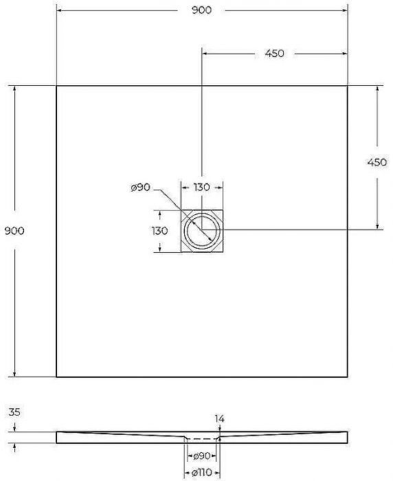 Душевой поддон из искусственного камня BelBagno Uno 90x90 TRAY-MR-UNO-A-90-35-NERO-CR Черный матовый