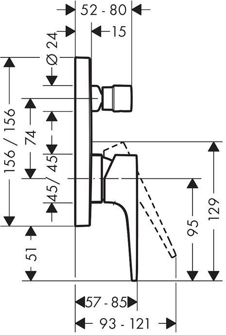 Hansgrohe Metropol Cмеситель для ванны, встраиваемый, с переключателем потоков, внешняя часть, цвет: шлифованная бронза